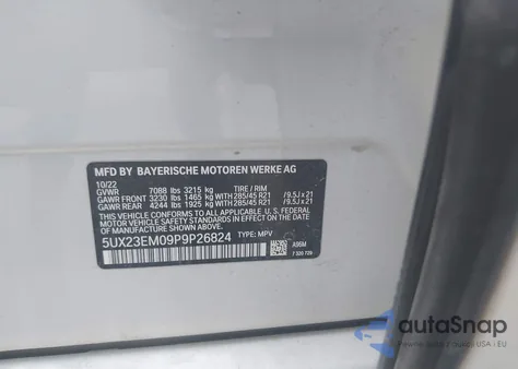 2023 BMW X7 xDrive40I из США, поврежденный, VIN 5UX23EM09P9P26824